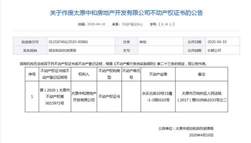 重磅 太原2个不动产权证被作废